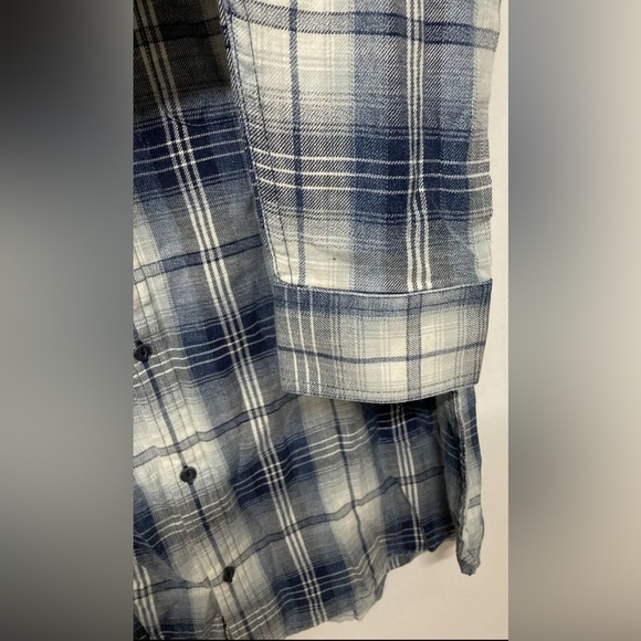 Flag & Anthem Mens Plaid Shirt Button Up Large Adult Blue Navy White NWT - Picture 10 of 13